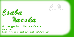 csaba macska business card